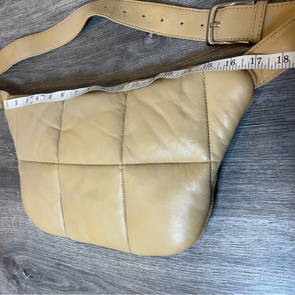 NWT Stylism Denmark brand soft leather oversized crossbody bag quilted tan - Picture 7 of 16